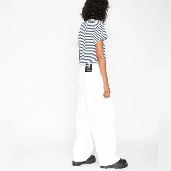 Free People x Sandrine Rose Women Dust White Wide Curve Leg Jeans 30 - Picture 2 of 6